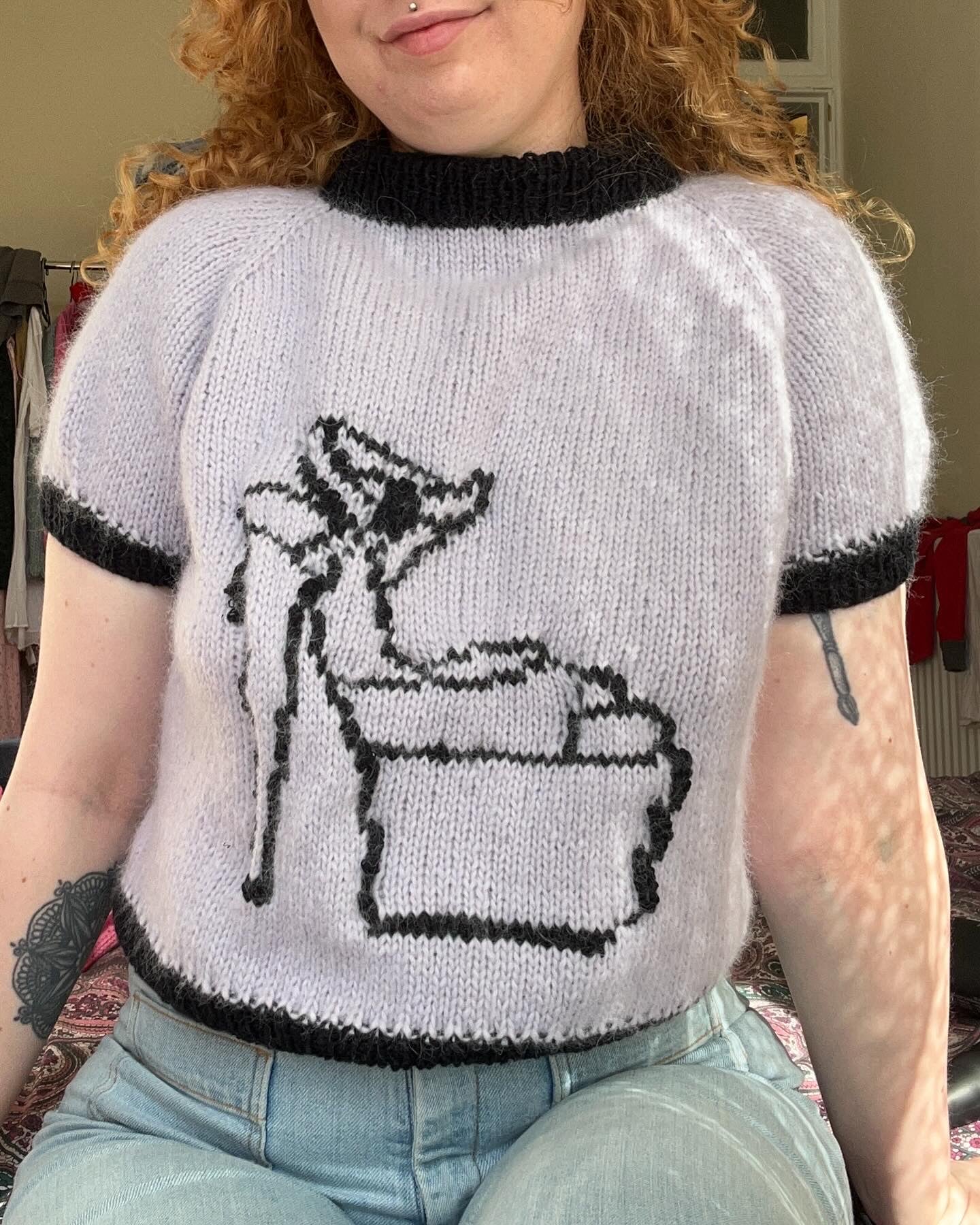 Pleaser Sweater in Lilac and black