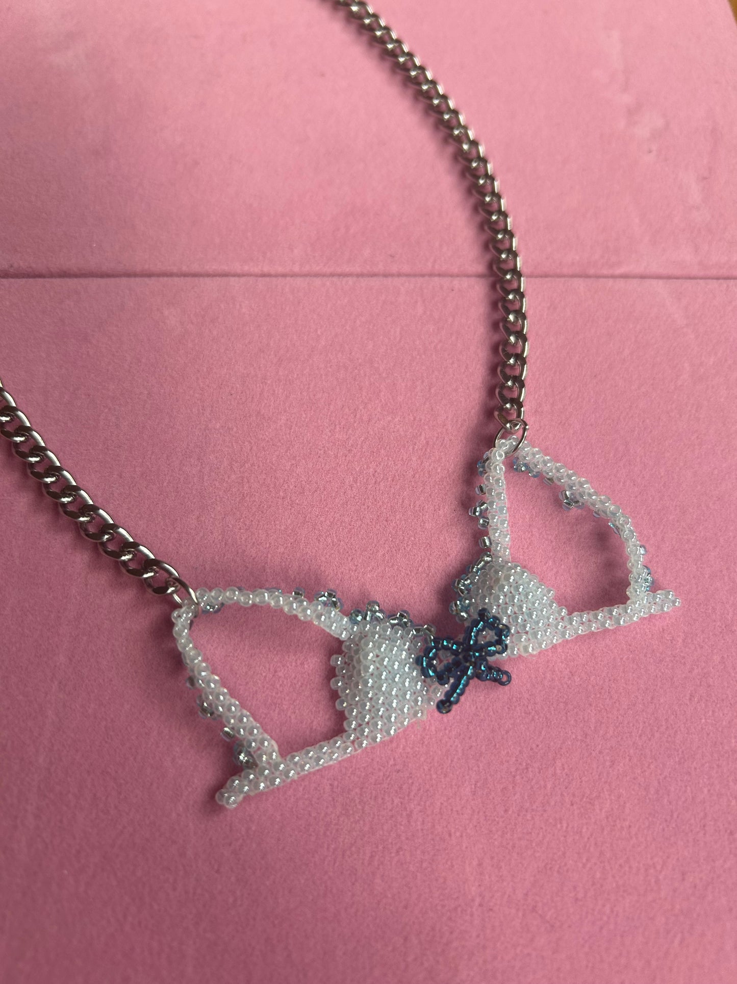 Blue bra necklace