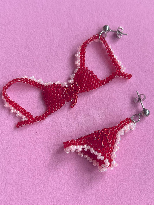 Underwear as Outerwear Earrings in Red