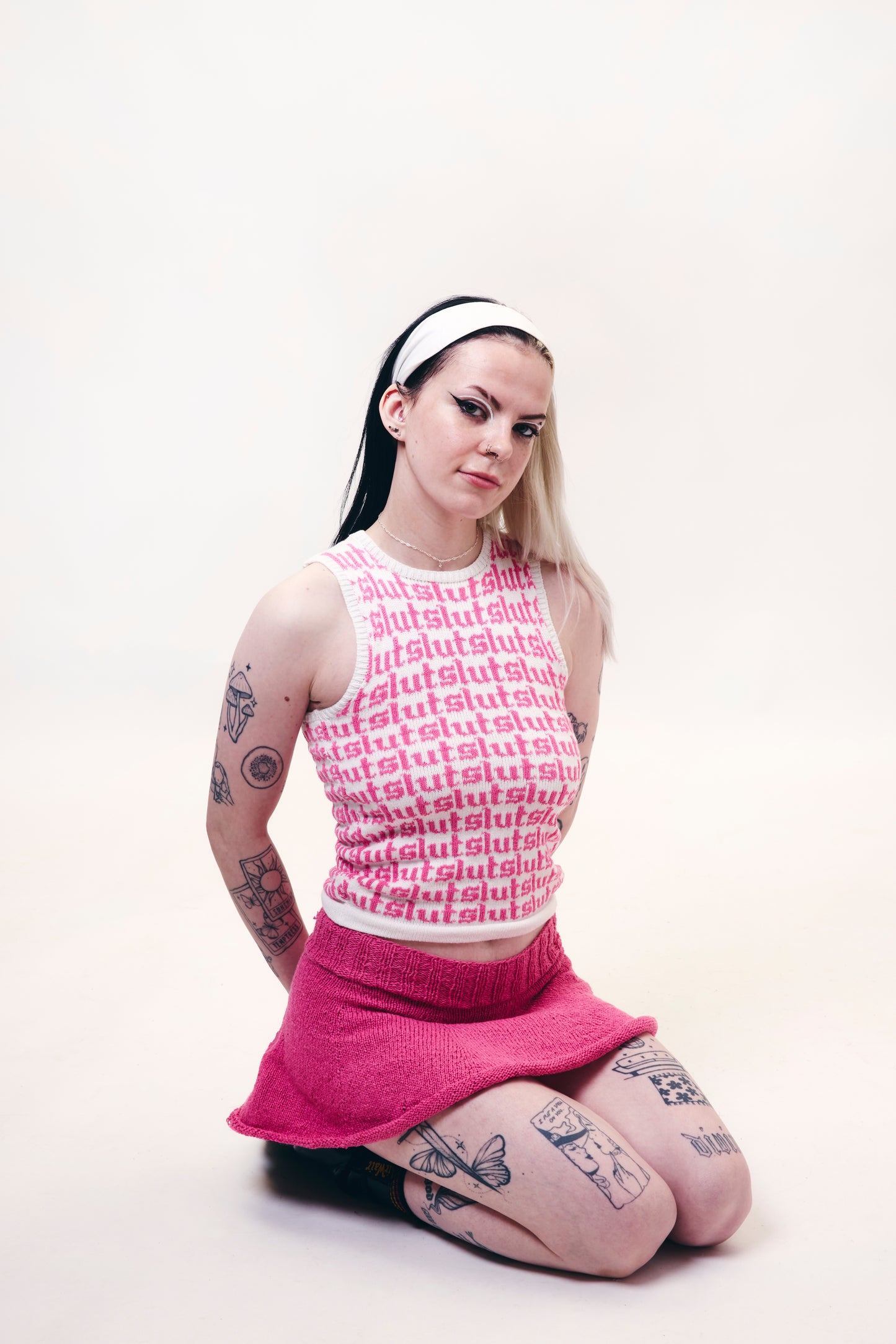Slut Vest White and pink