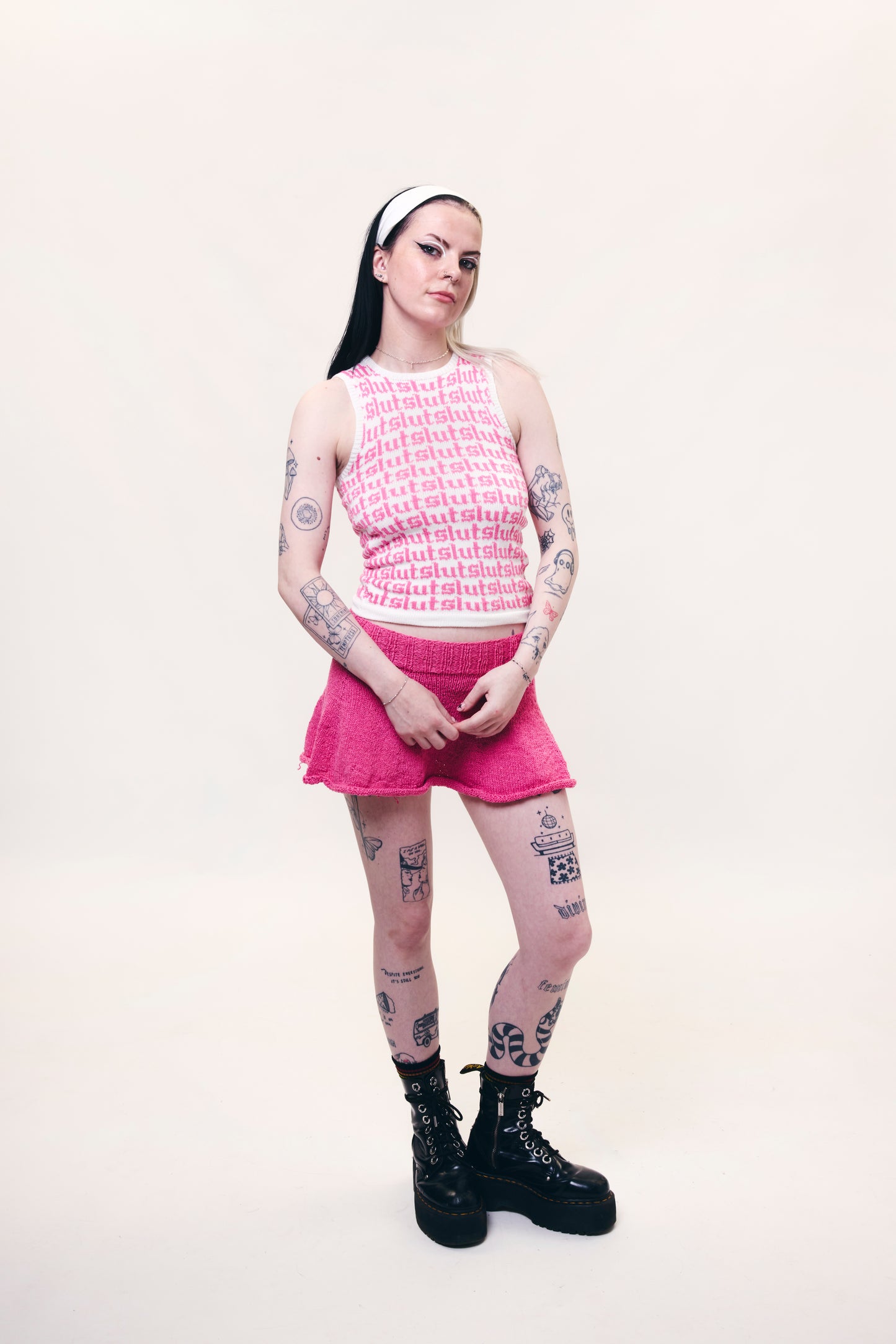 Slut Vest White and pink
