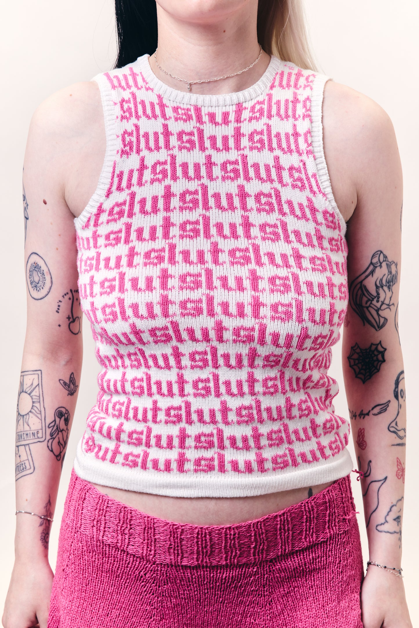 Slut Vest White and pink
