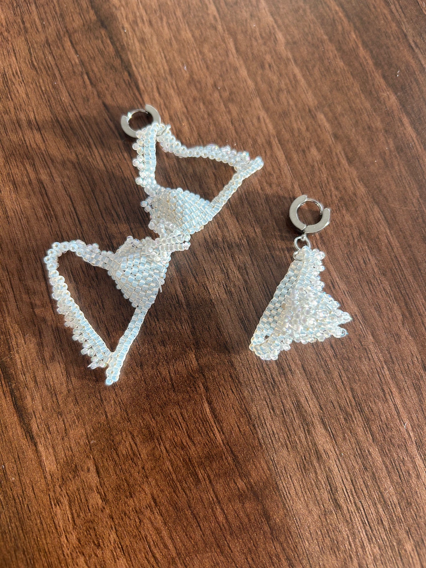 Underwear as Outerwear Earrings in silver and white
