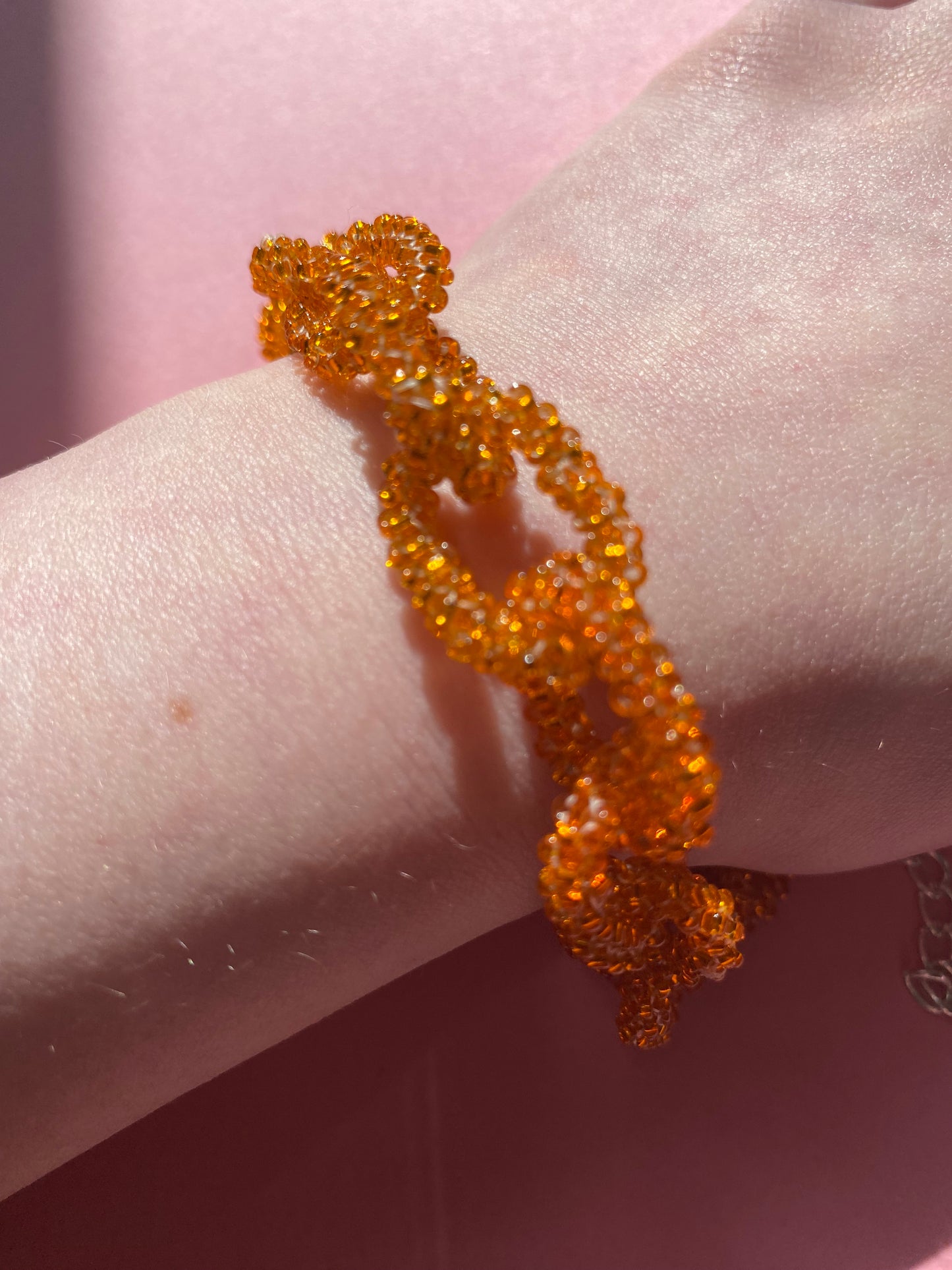 Beaded chain bracelet in orange