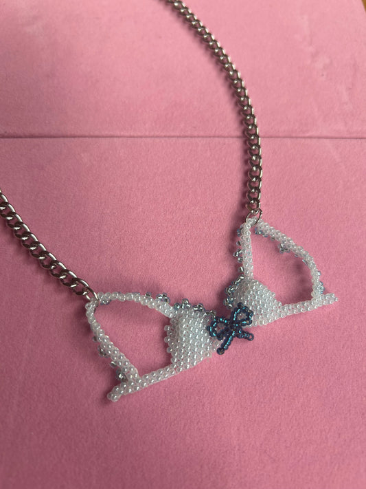 Blue bra necklace
