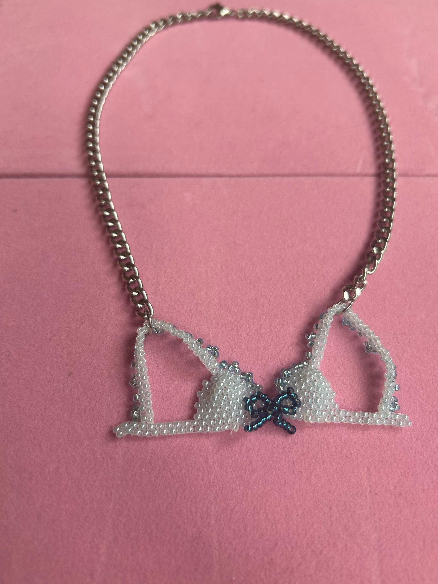 Blue bra necklace