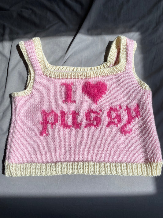 I Love Pussy knitted tank top