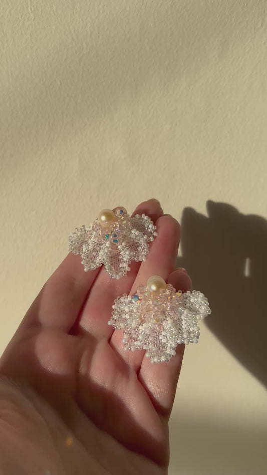 Pearl in shell stud earrings